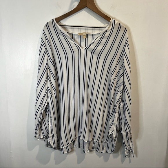 Women’s | Michael Kors Striped V-Neck Blouse | 2X - Picture 1 of 8
